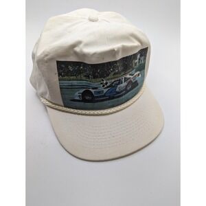 Vintage #4 Racecar Hat Logo Car Racing White Speedway RARE Race Car Speed